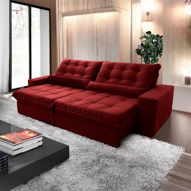 Imagem de Sofá Retrátil Reclinável Zurique 2,30m Suede Velut Vermelho Molas No Assento - King House