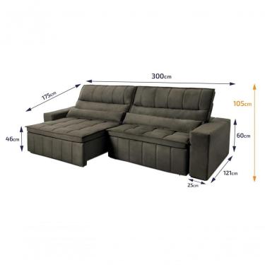 Imagem de Sofá Retrátil Reclinável Supremo 3,00m Suede Velut Tabaco Molas No Assento - King House