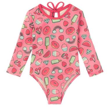 Imagem de Maiô Body Manga Longa Com Proteção Solar Uv 50 Menina Sereia - anjo da