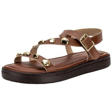 Imagem de Sandália feminina flat via scarpa 173718982, Camel, 36