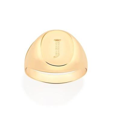 Imagem de Anel Rommanel Letras Folheado a Ouro 513316, Dourado, 16