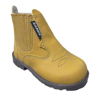 Imagem de Botina Casual Infantil Cano Curto Com Zíper Sames 6137, Mostarda, 20