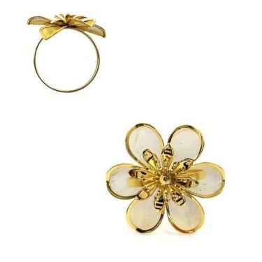 Imagem de Porta Guardanapo em Metal Flor Dourada 4.7cm com 6 Peças - LNS
