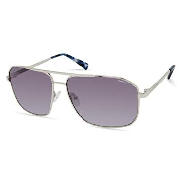 Imagem de Kenneth Cole Óculos de sol masculino Navigator, Níquelina clara brilhante/espelho fumê, 62mm