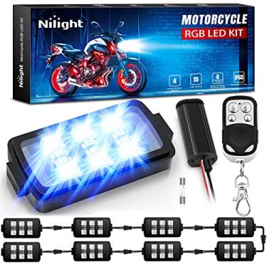 Imagem de Nilight Kit de luzes de tira de LED RGB de motocicleta com luzes de atmosfera à prova d'água neon multicoloridas com controles remotos inteligentes sem fio RF para Harley Davidson Suzuki, 2 anos de garantia