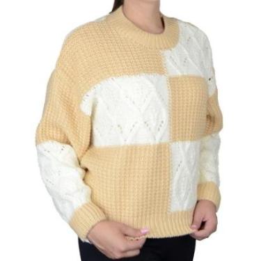 Imagem de Blusa Feminina Dudalina ML Mix Tricot Bege Claro - 66020-Feminino