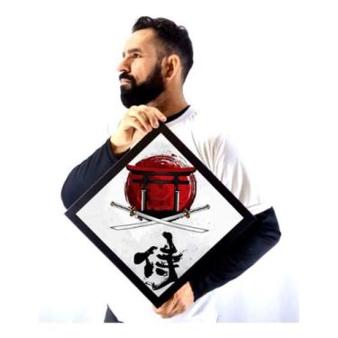 Imagem de Quadro Formato Geométrico Diamante Arte Espadas Samurai - Fanarte