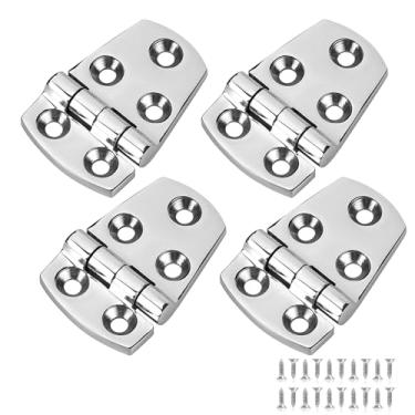 Imagem de ODYSUNRAL Dobradiças de escotilha de barco marítimo de aço inoxidável, 5,7 cm x 3,8 cm (57 x 38 mm) 5 furos, sem ruído, resistente, aço inoxidável 316 com parafusos (4 peças)