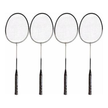 Imagem de Kit Badminton Pro 4 Raquetes 2 Petecas C/ Rede E Suporte - Lequipo