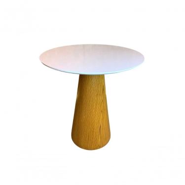 Imagem de Mesa Cone Para Sala De Jantar - Madeira Freijó Tampo 70cm Laca Branca Marrom