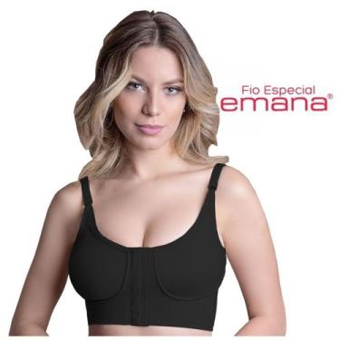 Imagem de Sutia emana preto com recorte e bojo pre moldado curto reforcado - NEW