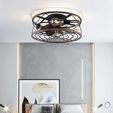 Imagem de Ventilador de teto com gaiola de 19,6 "com luzes e controle remoto Ventilador de teto industrial moderno de fazenda com lâmpadas Ventilador de teto com lustre de motor DC reversível de 6 vel