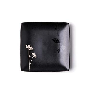 Imagem de Prato de serviço em estilo japonês 16,5 cm prato quadrado pequeno de cerâmica prato de cerâmica pratos de lanche doméstico (cor: C)