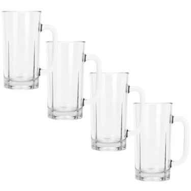 Imagem de Canecas de Vidro Grande Transparente Grande 480ml - Ideal para Chopp, Cerveja, Sucos e Bebidas Geladas (4)