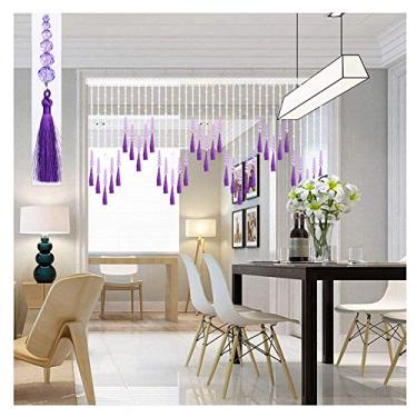Imagem de ZJYWMM Cortina com contas de cristal cortinas de corda de porta para sala de estar tela porta armário passagem, pingente decorativo, 8 tamanhos (cor: roxo, tamanho: 80x106CM-25 ações)