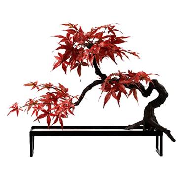 Imagem de Árvores artificiais, plantas, bonsai de bordo, artificial, bonsai, moldura de metal, pedra pequena e areia usada para sala de estar e escritório, decoração de mesa, plantas artificiais, bonsai