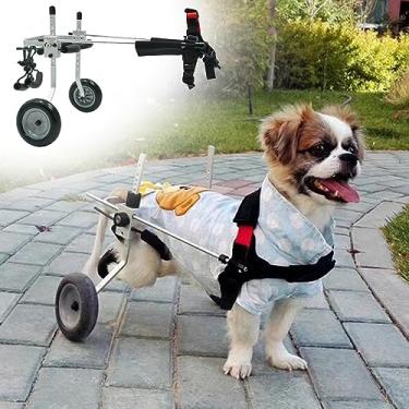 Imagem de Cadeira de rodas traseira ajustável para animais de estimação, carrinho de passeio assistido por cachorros/gatos, equipamento de caminhada em cadeira de rodas para treinamento de reabilitação de cães