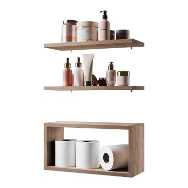 Imagem de Kit Prateleira Nicho Bruges Para Banheiro Freijó 40 X 12cm