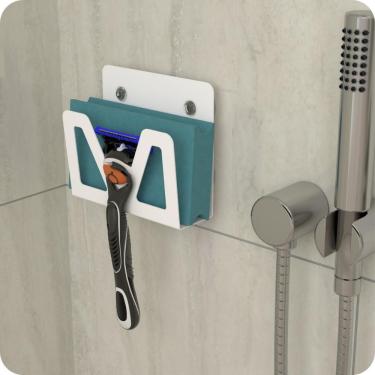 Imagem de Suporte Para Lamina Barbear Porta Gilete Ventosa Branco ELG