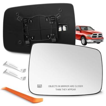 Imagem de SNEMEEY Compatível com Dodge Ram 1500 2500 Vidro retrovisor lateral do passageiro, 2013 2014 2015 2016 2017 2018 - Retrovisores de reposição do lado direito, aquecimento elétrico, cromado, com suporte traseiro, 68079363AA