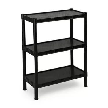 Imagem de Estante Utilidades Plastica Com pezinhos 3 Prateleiras 75x55x25cm, ideal para cozinha, livros(Preta)
