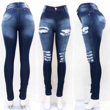 Imagem de Kit C/3 Calças Jeans Skynni Feminina Cos Alto Barata Atacado - Sortido