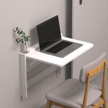 Imagem de Mesa de jantar montada na parede, mesa de cozinha, mesa dobrável de parede para pequenos espaços, mesa de computador, cadeiras de trabalho, lavanderia para quarto, sala de estar, banheiro (cor: branco