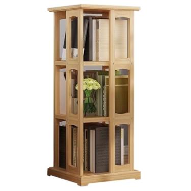 Imagem de Prateleira multifuncional rotativa de 360° com bordas lisas polidas e seguras de usar. Adequado para sala de aula, escritório, sala de estar, quarto (cor madeira, 100,6 x 36 cm)