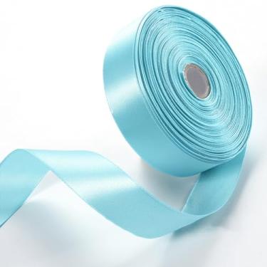Imagem de 2,5 cm x 50 metros fita de cetim azul aqua fitas sólidas para embrulho de presente, artesanato, fabricação de laços, arranjos florais, casamento, decoração de eventos