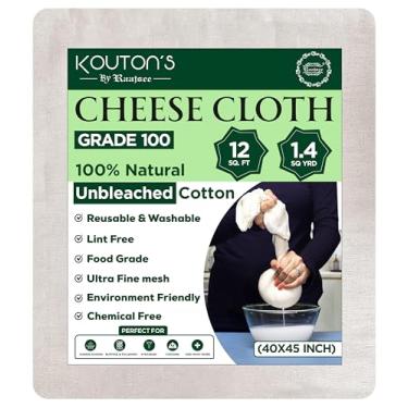 Imagem de Raajsee Panos de queijo grau 100, 12 metros quadrados - 1,4 metros quadrados Tecido de algodão 100% orgânico cru - Tecido de musselina de malha ultra fina reutilizável - Gaze para coar cozinhar, assar