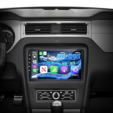 Imagem de Volxcereo Estéreo automotivo 2G + 64G para Ford Mustang 2010-2014 com rádio com tela sensível ao toque de 10,1 polegadas com carplay sem fio/Android Auto/GPS/Bluetooth/FM/RDS/controles de volante
