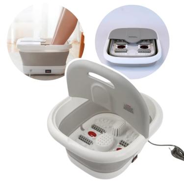 Imagem de Banheira Spa Hidromassageador Elétrico para Pés com Aquecimento, Luz Infravermelha, 4 Rolos Massageadores, 7 Litros, 500W, 110V (Cinza)