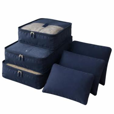 Imagem de Kit 6 Organizadores de Mala para Viagem – Organização Inteligente, Prático e Compacto (Azul Escuro)