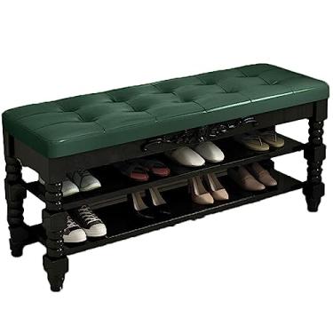 Imagem de Banco de sapatos com armazenamento para entrada, armário de assento almofadado, organizador de sapateira elegante, banco de entrada para sala de estar, solução de armazenamento de sapatos de 90 cm com