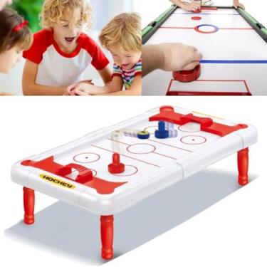 Imagem de Mini Jogo Mesa De Hockey Air Completo Portátil BRINQUEDO Com Pezinho INFANTIL TABULEIRO 1 DISCO 2 EMPURRADORS HOQUEI 43/24 CM