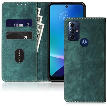 Imagem de Capa carteira flip para Motorola Moto G Play 2023 G Power 2022 / G Pure 2021 Folio Wallet Case com bloqueio de RFID (verde)
