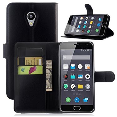 Imagem de Capa carteira MEIZU M2, capa carteira flip de couro PU premium com compartimento para cartão, suporte e fecho magnético [capa interna de TPU à prova de choque] compatível com MEIZU M2