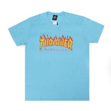 Imagem de Camiseta Thrasher Magazine Classic Flame - Azul Bebê-Masculino