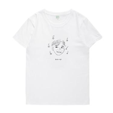 Imagem de Camiseta JIN Su-ga V Jimin Jungkook J-Hope RAPMONSTER estampada moderna para fãs algodão gola redonda manga curta, Jh branco, 3G