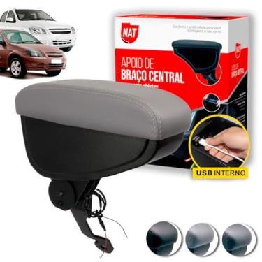 Imagem de Apoio de Braço Chevrolet Celta 2001 Até 2016 E Prisma 2007 Até 2012 C/Usb (Cinza C/Linha Cinza)