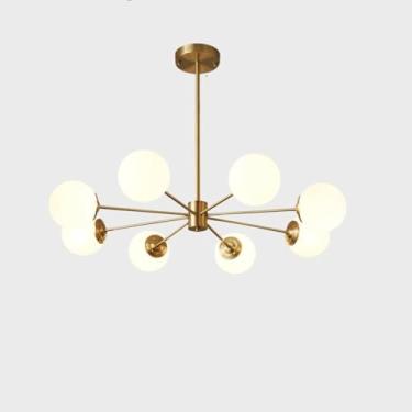 Imagem de WLHGSYX Lustres Sputnik dourados de 6 luzes, luminária de teto de fazenda moderna, lustres ajustáveis de altura para sala de jantar, sala de estar, ilha de cozinha