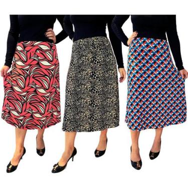 Imagem de Kit 3 Saias Moda Evangélica Tendência Várias Estampas - Felicity