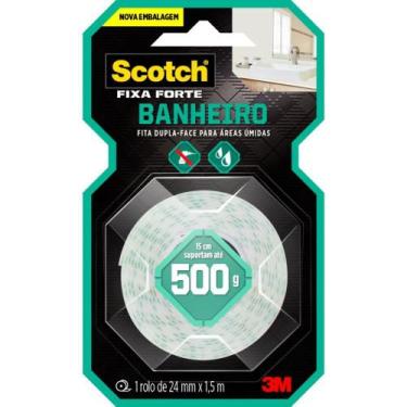Imagem de Fita Dupla Face 3M SCOTCH Fixa Forte Banheiro 24MM X 1,5M - Branco