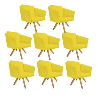 Imagem de Kit 08 Poltrona Cadeira Decorativa  Win Base Giratória Sala de Estar R