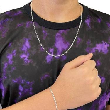 Imagem de Corrente Pulseira Masculina Prata 925 Grumet Escama Peixe - Lojas La+N