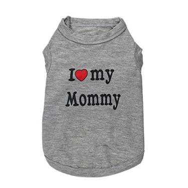 Imagem de Camiseta de cachorro de estimação I Love My Daddy Mommy colete presente fantasia roupas para filhotes pequenos gato gatinho yorkshire chihuahua poodle xícara de chá terrier coelho filhotes cães (GG,