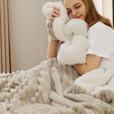 Imagem de Cobertor Sherpa Bedsure King Size (275x230cm) Bege - Ideal para o Inve