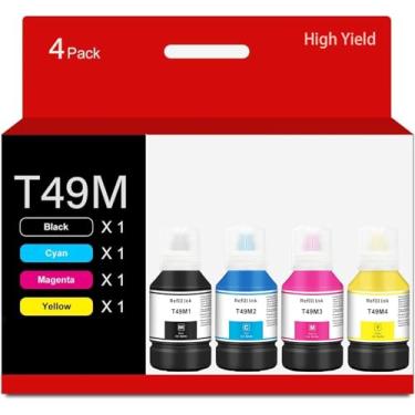 Imagem de GTPRI Tinta de sublimação T49M compatível com impressora de sublimação Surecolor F170 F570 Pacote com 4 T49M1 T49M2 T49M3 T49M4