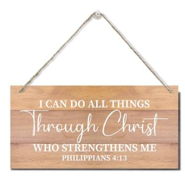 Imagem de Placa de parede I Can Do All Things Through Christ, placa de madeira impressa, placa de parede, placas cristãs para decoração de casa, presente de decoração de parede de Filipenses 4:13, placa de arte