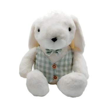 Imagem de Coelho de Páscoas Pelúcia Coelhinho com Roupa Listrada 25cm - Multiart